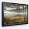 Designart - Pier in Brown Lake - Landscape Photo Canvas Art Print in Black Frame